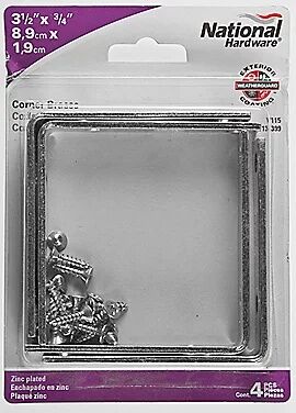National Hardware Zinc Plated Corner Brace, 3-1/2-In X 3/4-In