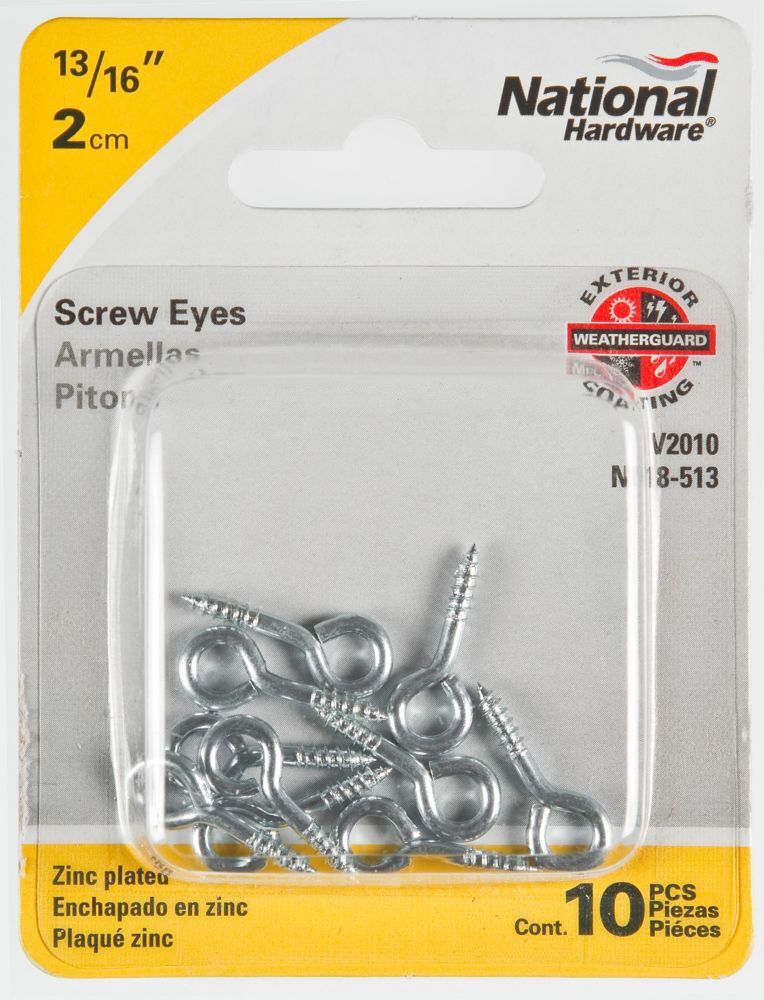 National Hardware Zinc Plated Screw Eyes, #216 x 13/16-In, 10-Pk