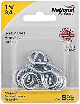 National Hardware Zinc Plated #10 Screw Eyes, 1 3/8-In