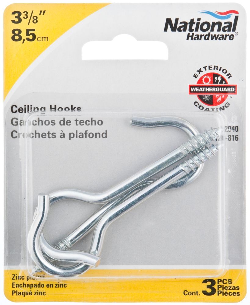 National Hardware Zinc Plated Ceiling Hook, #6 x 3 3/8-In