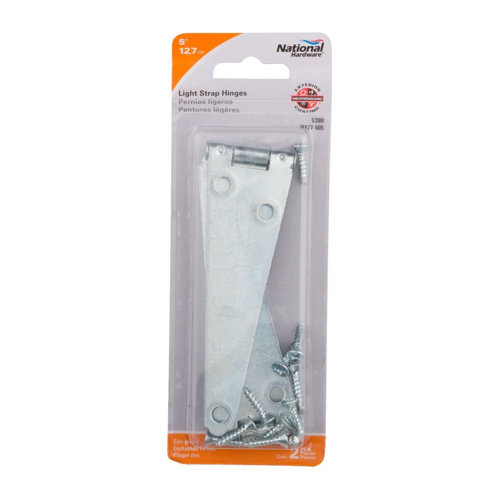 National Hardware Zinc Plated Light Strap Hinge, 5-In, 2-Pk
