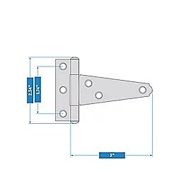 National Hardware Zinc Plated T-Hinge, 3-In, 2-Pk