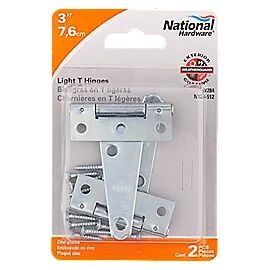 National Hardware Zinc Plated T-Hinge, 3-In, 2-Pk