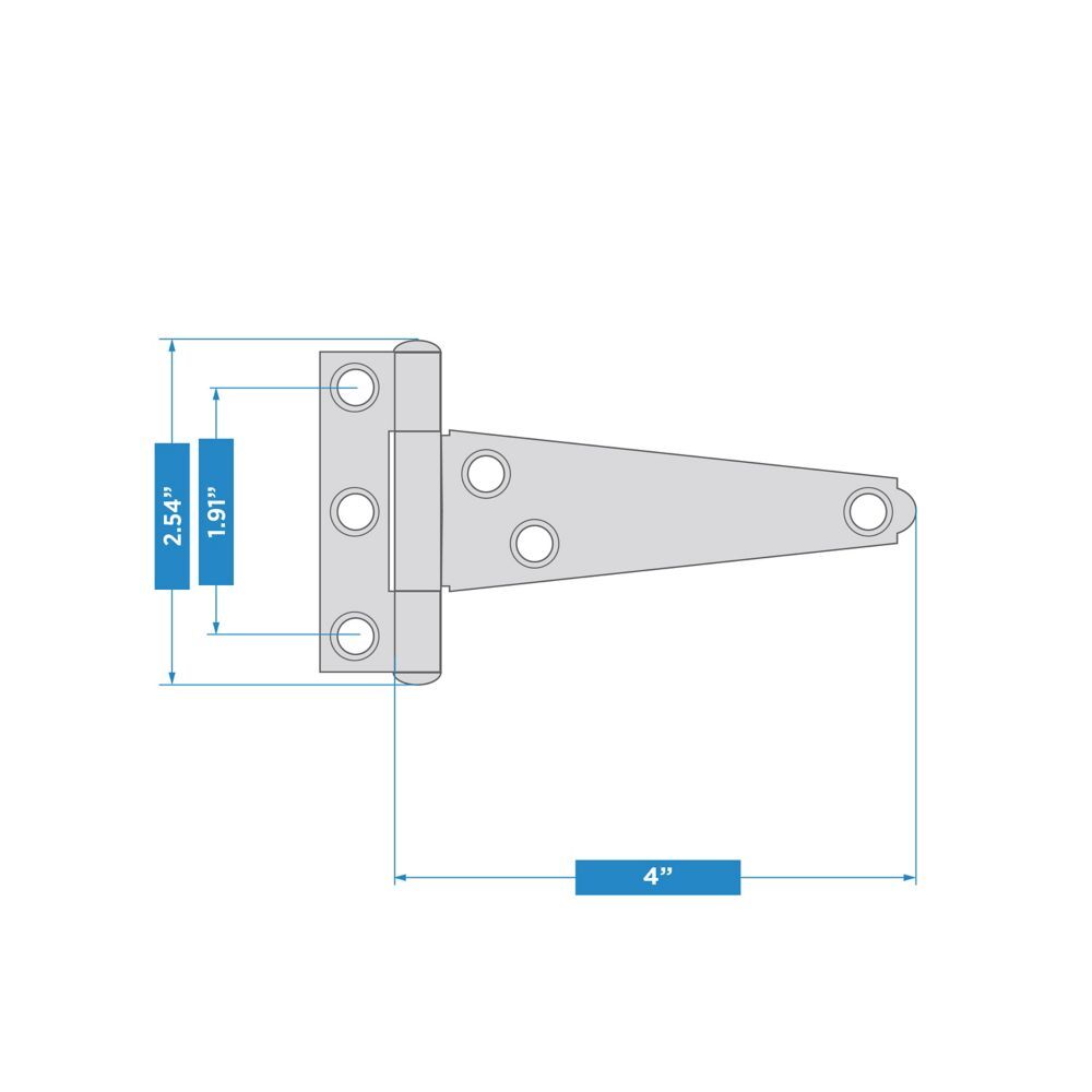 National Hardware Zinc Plated Light T-Hinge, 4-In, 2-Pk