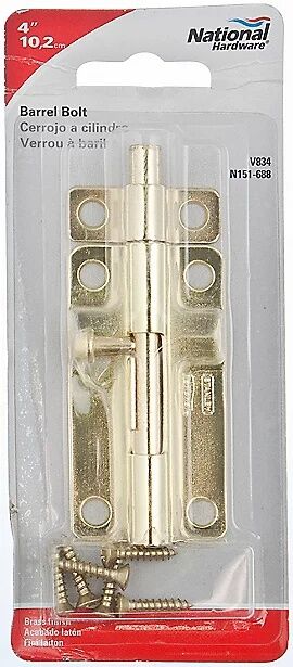 National Hardware Brass Barrel Bolt, 4-In