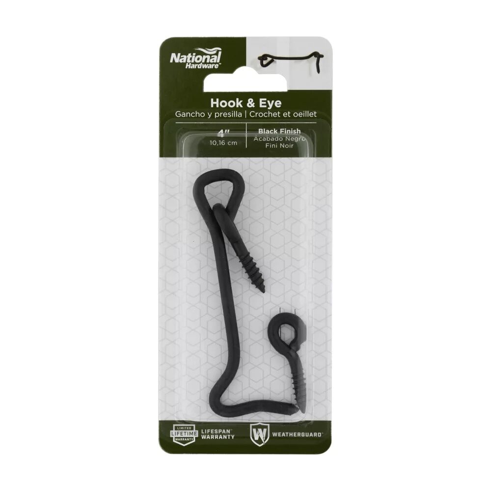National Hardware Black Hook & Eye, 4-In