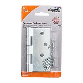 National Hardware Zinc Plated Removable Pin Broad Hinge, 4-In
