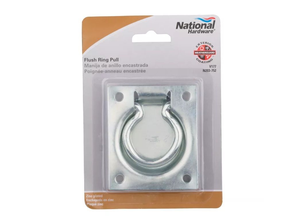 National Hardware Zinc Plated Flush Ring Pull, 3-In x 3-1/2-In