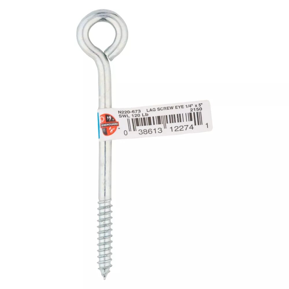 National Hardware Zinc Plated Lag Screw Eyes, 1/4-In X 5-In