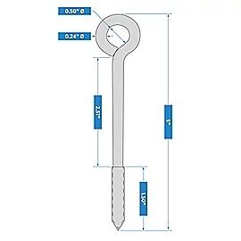 National Hardware Stainless Steel Lag Screw Eyes, 1/4-In X 5-In