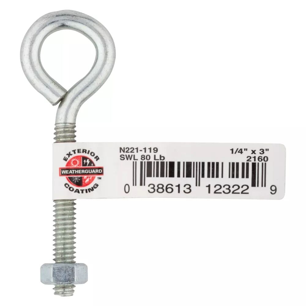 National Hardware Zinc Plated Eye Bolt 1/4-in X 3-In