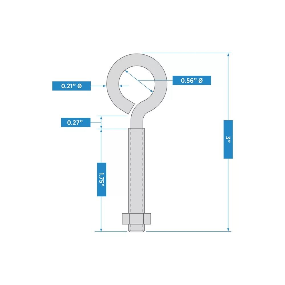 National Hardware Zinc Plated Eye Bolt 1/4-in X 3-In