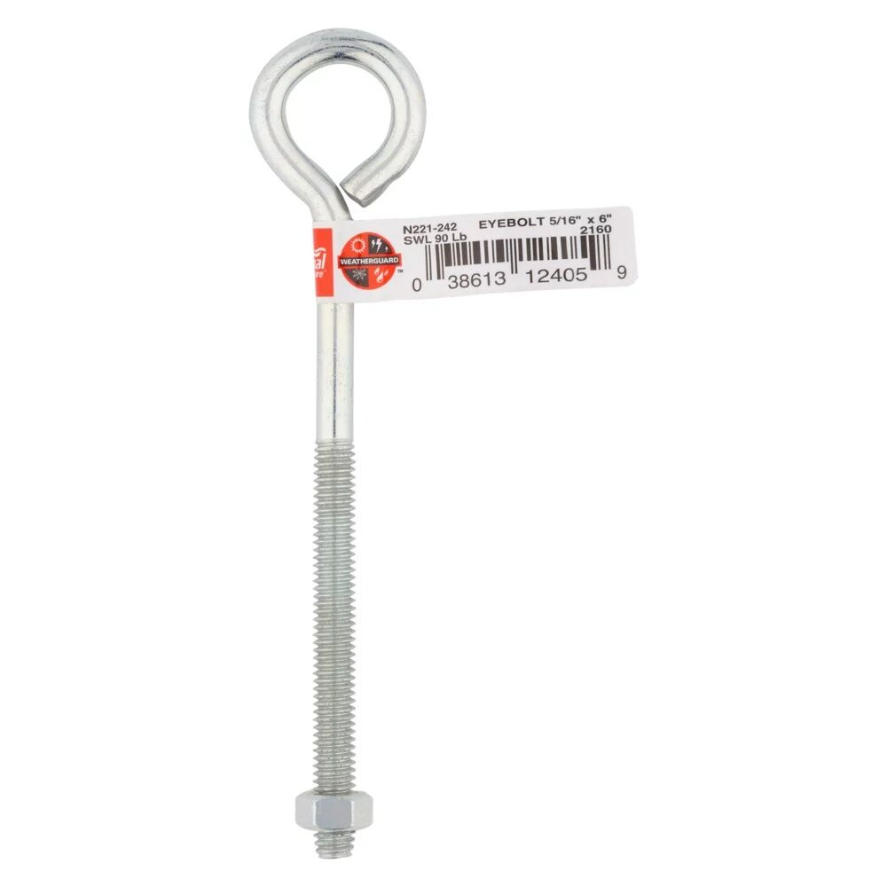 National Hardware Zinc Plated Eye Bolt, 5/16-In X 6-In