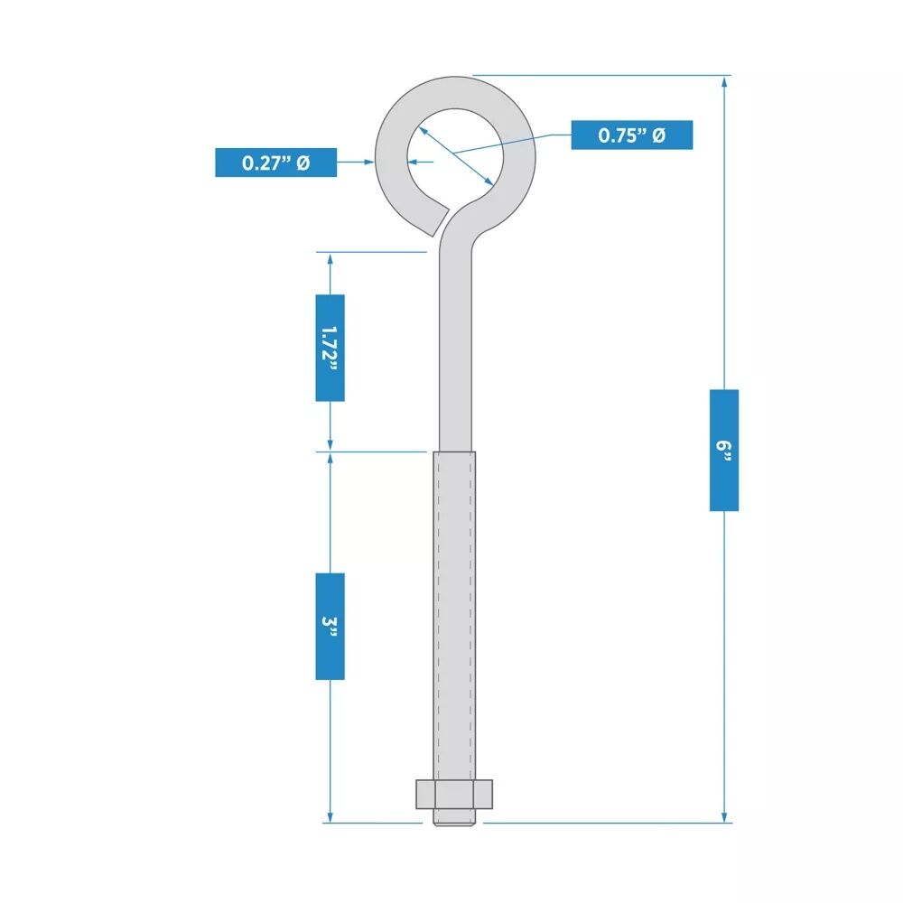 National Hardware Zinc Plated Eye Bolt, 5/16-In X 6-In