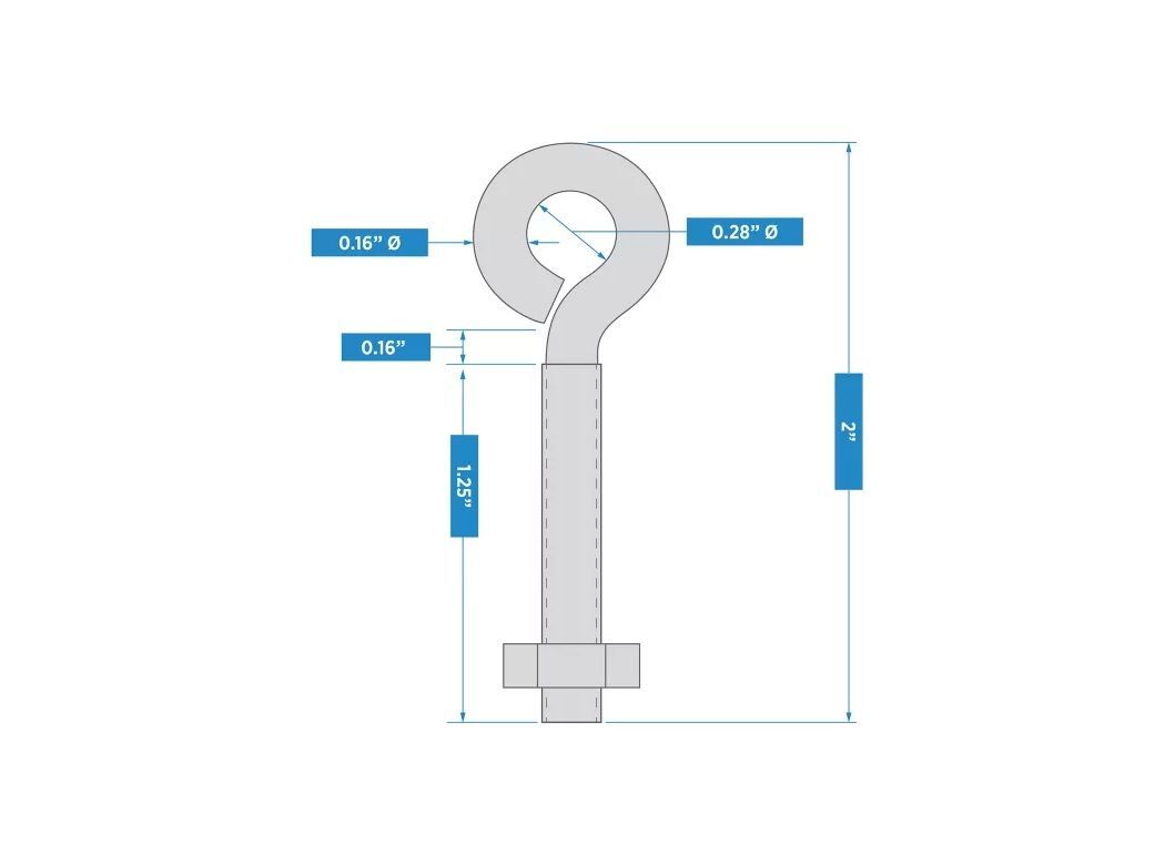 National Hardware Stainless Steel Eye Bolt, 3/16-In x 2-In