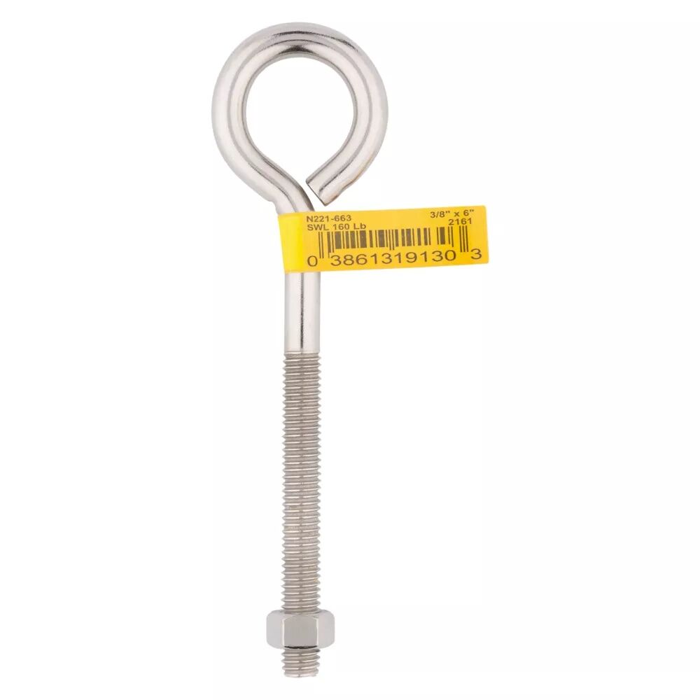 National Hardware Stainless Steel Eye Bolt, 3/8-In X 6-In