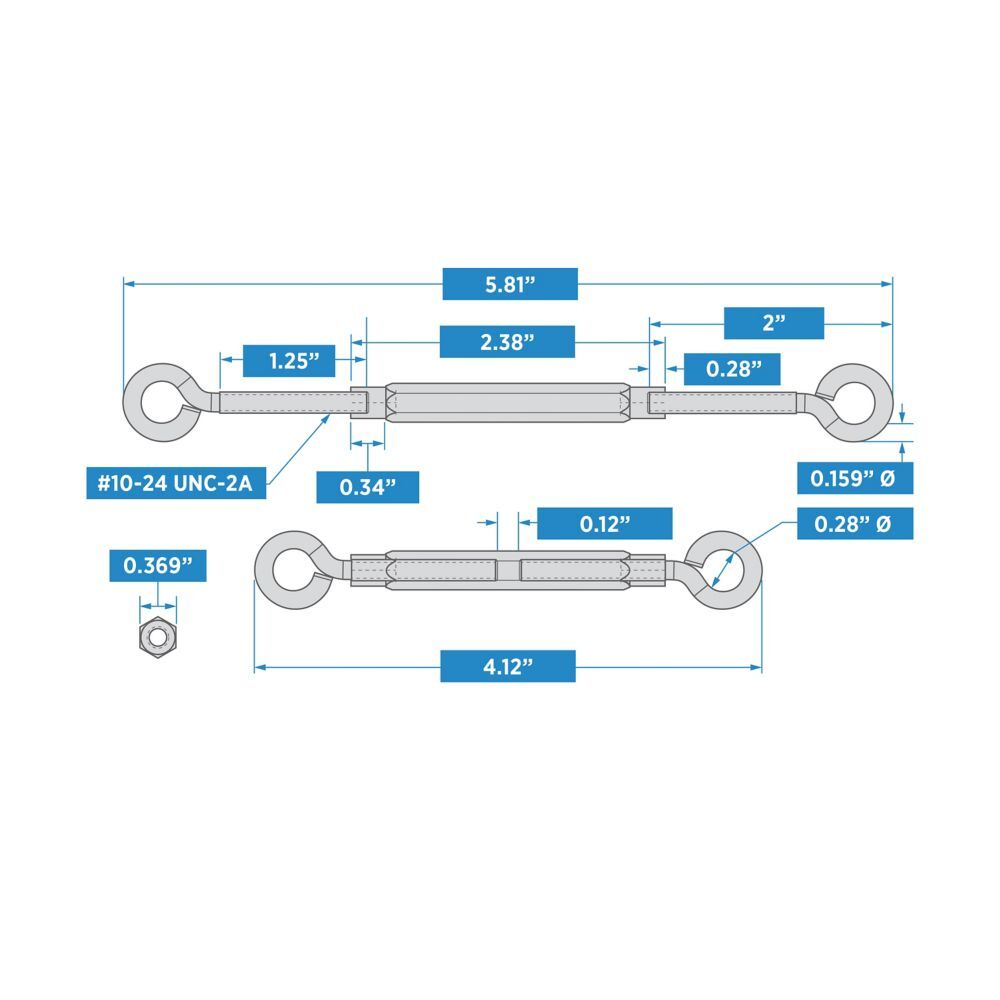 National Hardware Zinc Plated Eye/Eye Turnbuckle, 3/16-In x 5 1/2-In