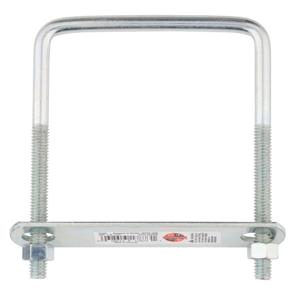 National Hardware Zinc Plated Square U Bolt, #675 - 3/8-In x 4-In x 5-In