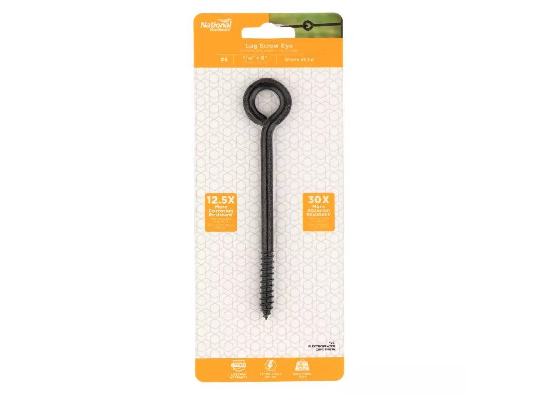 National Hardware Storm Shine Lag Screw Eyes, #6, 5/16-In x 6-In