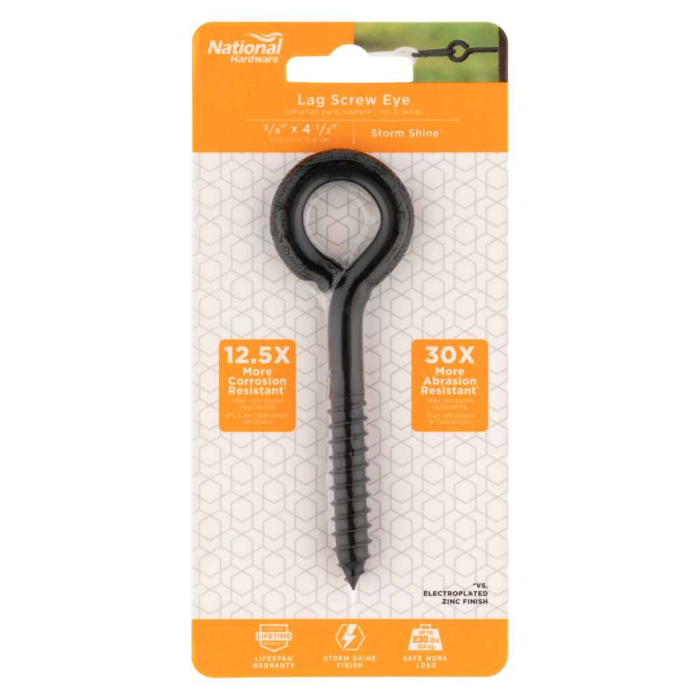 National Hardware Storm Shine Lag Screw Eye, 3/8-In x 4 1/2-In
