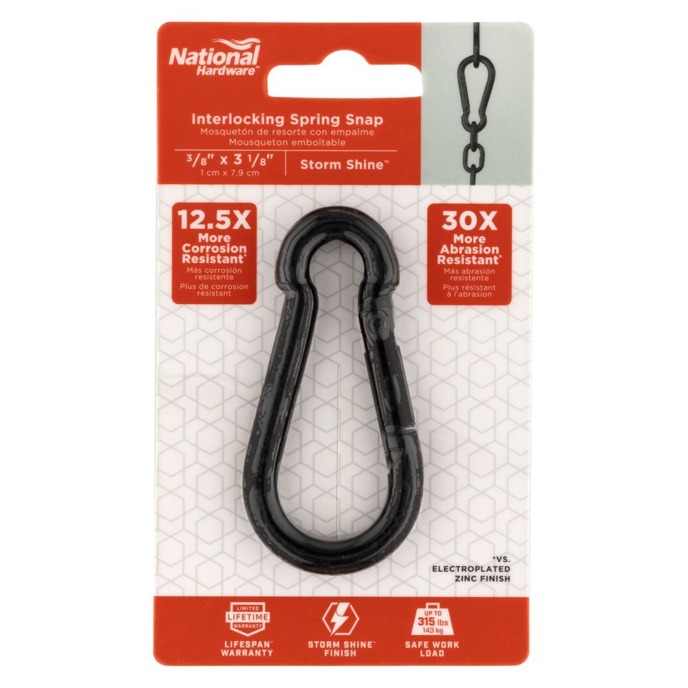 National Hardware Storm Shine Interlocking Spring Snap, 3/8-In x 3 1/8-In