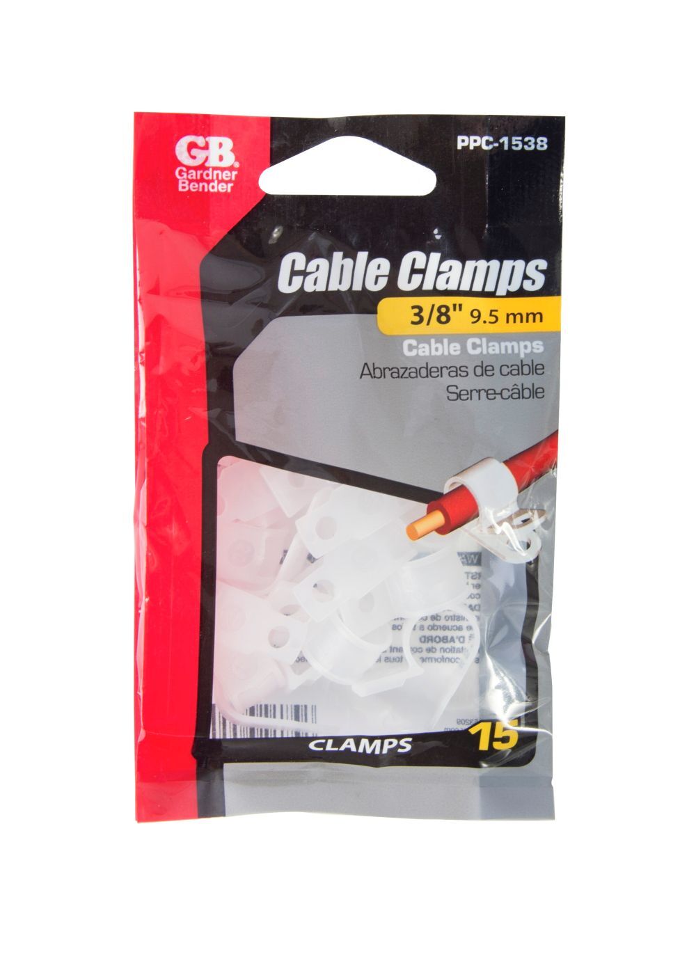 Gardner Bender Natural Plastic Cable Clamp, 3/8-In, 15-Pk