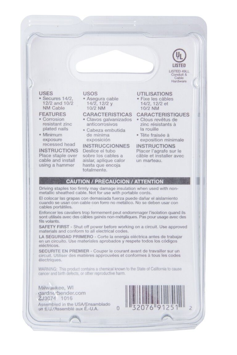 Gardner Bender White Plastic Staples, 1/2-In, 15-Pk