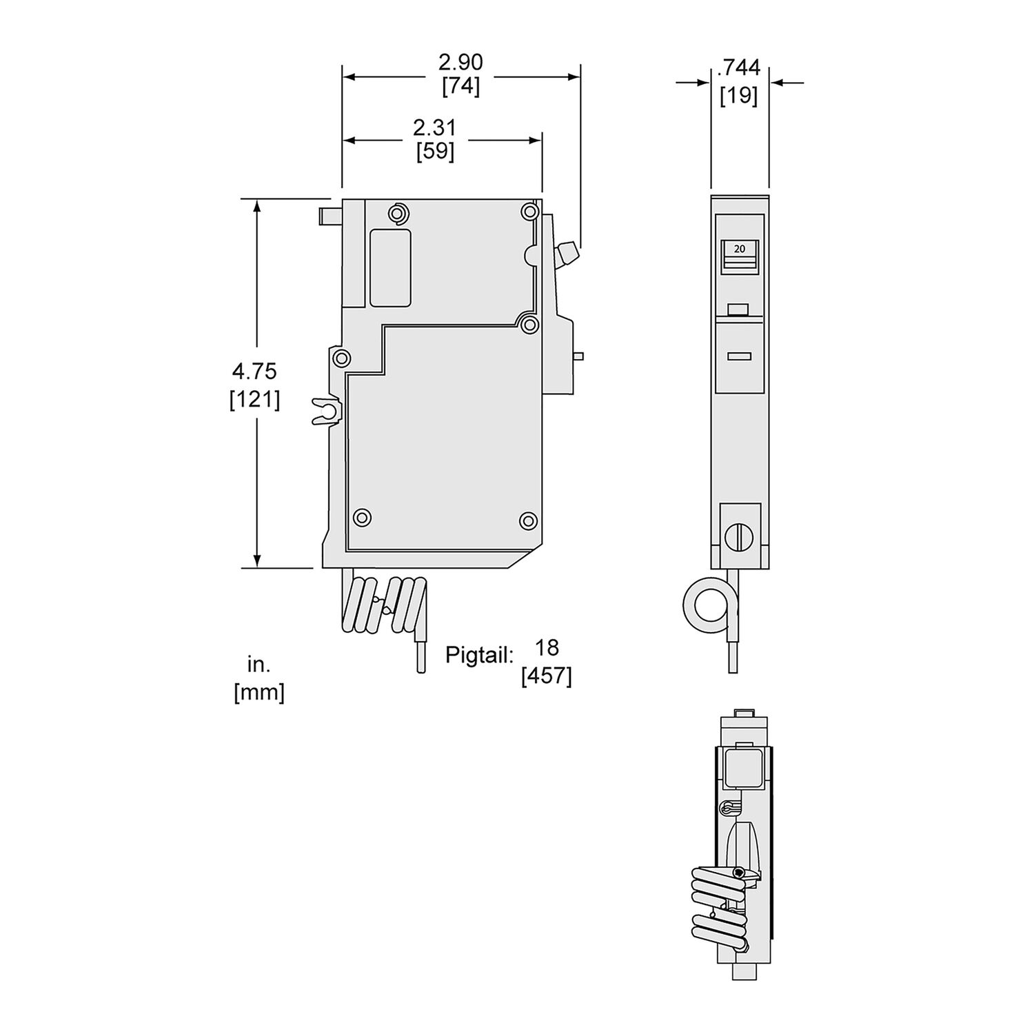 Square D QO Combination ARC-Fault 1-Pole Mini Circuit Breaker, 20-A, 120-V AC