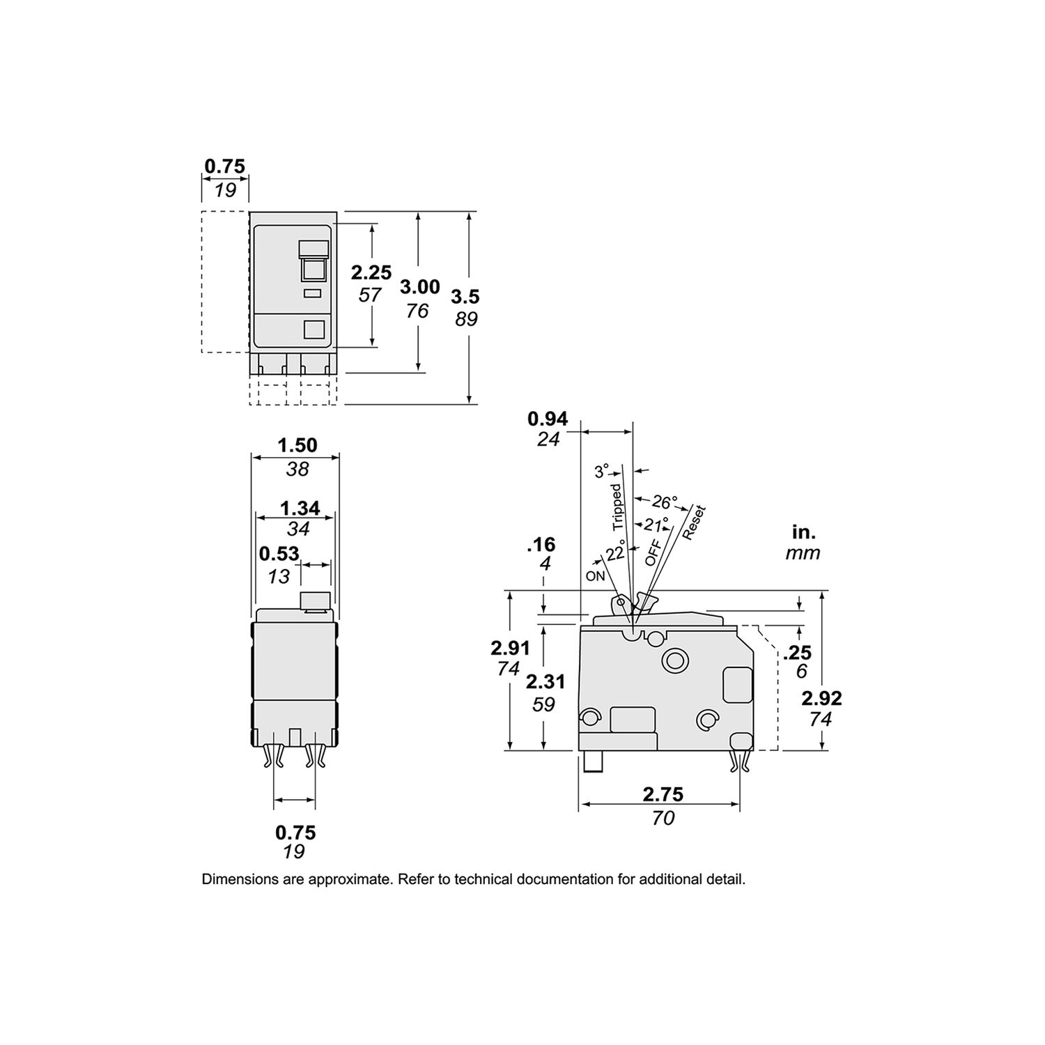 Square D QO Standard 2-Pole Mini Circuit Breaker, 20-A, 120-V/240-V AC