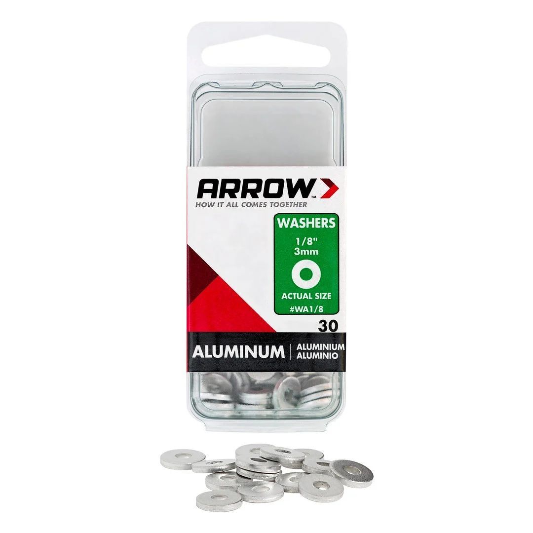 Arrow Fastener Aluminum Washers, 1/8-In, 30-Pk