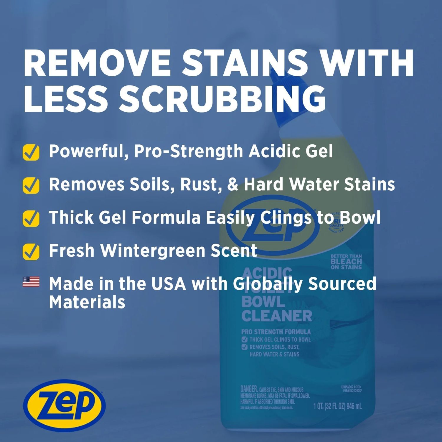 Zep Acidic Toilet Bowl Cleaner, 32-Oz