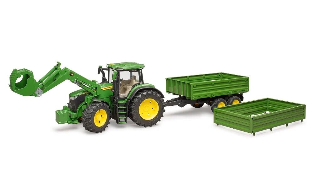 Bruder John Deere 7R 350 With Front Loader And Tipping Trailer Toy