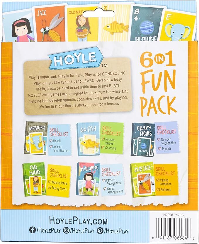 Hoyle 6-In-1 Kids' Playing Cards Multi Game Pack