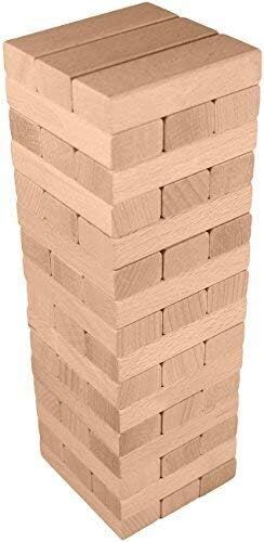 Real Wood Games Wooden Tower Stacking Game, 60-Pc
