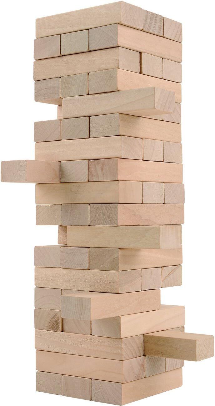 Real Wood Games Wooden Tower Stacking Game, 60-Pc