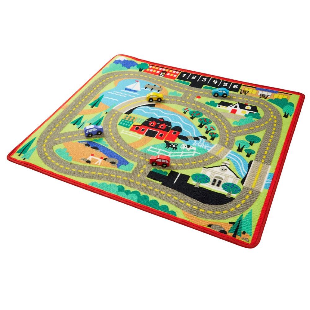 Melissa & Doug Round the Town Road Rug & Car Set