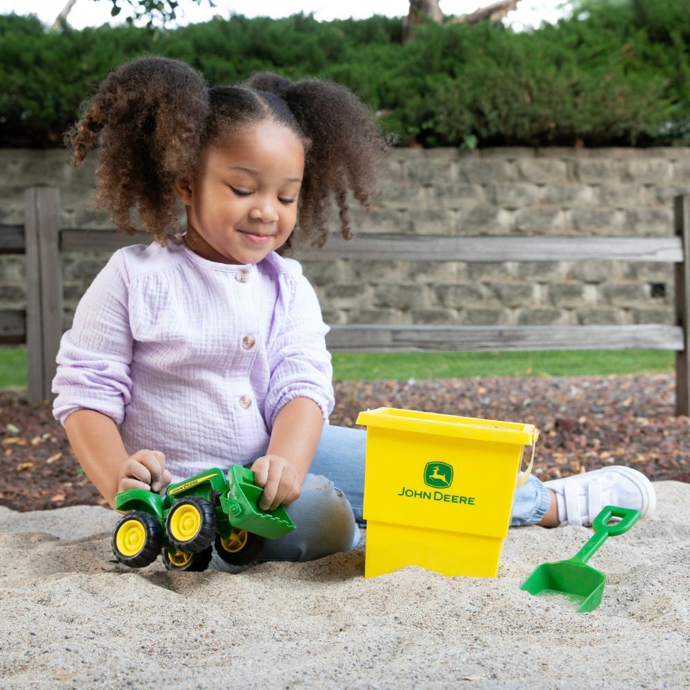 TOMY John Deere Sandbox Toy Set with Tractor, Bucket and Shovel