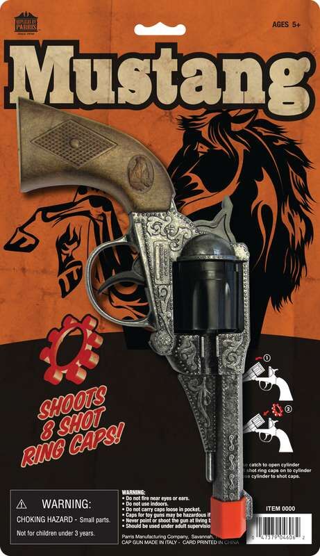 Parris Mustang Cap Pistol Toy, 8-Shot