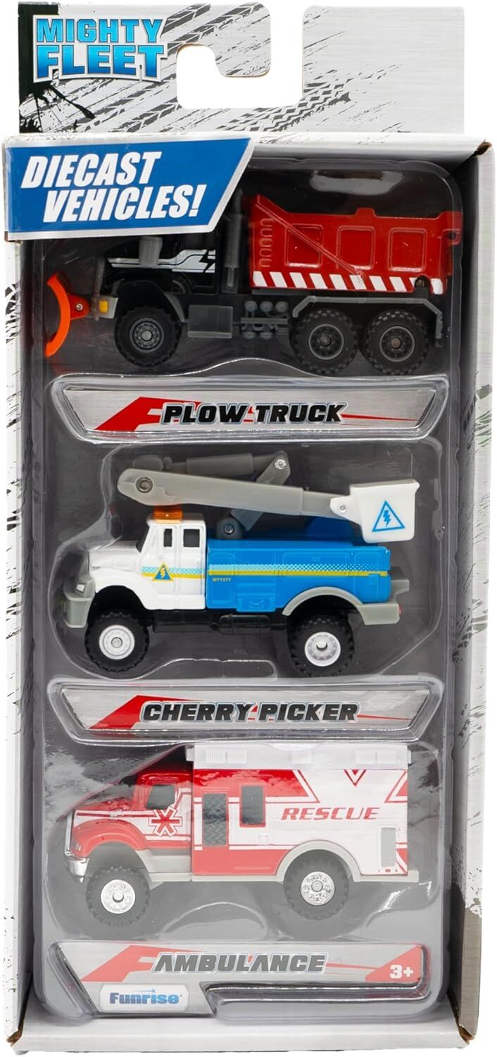 Might Fleet Diecast Rescue And Reach 3-In Vehicles, 3-Pk