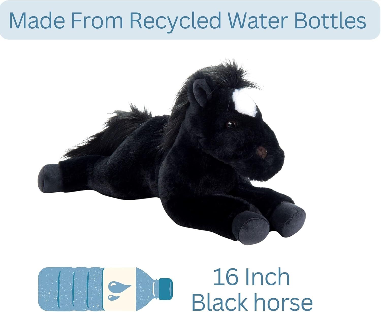 The Petting Zoo Wild Onez Black Horse Stuffed Animal, 16-In