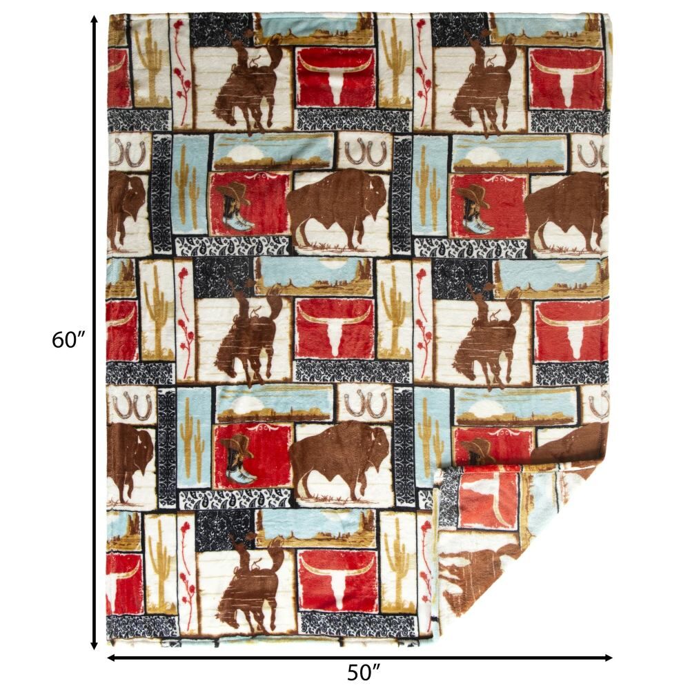 Carstens Inc. Wrangler Vintage Western Travel Blanket