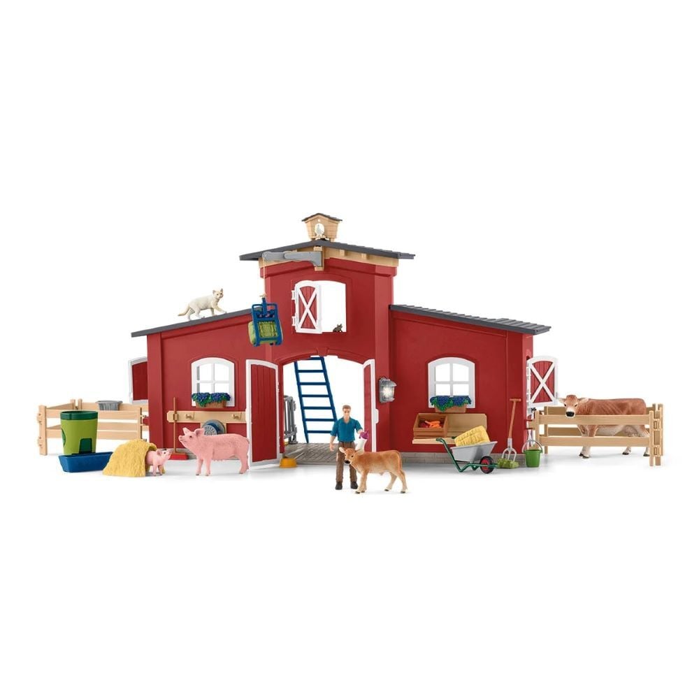Schleich Large Barn with Animals and Accessories Toy Set
