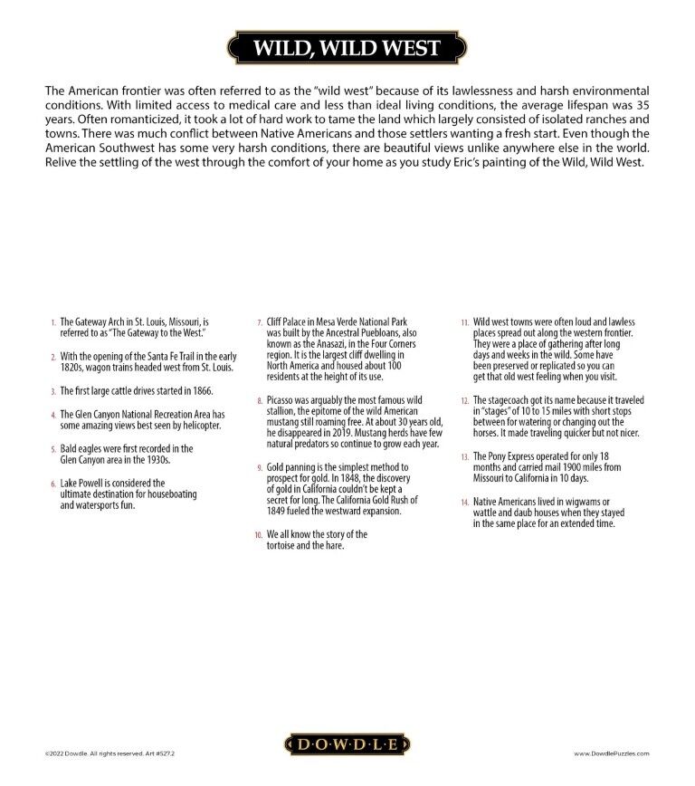 Dowdle Wild, Wild West Puzzle, 500-Pc