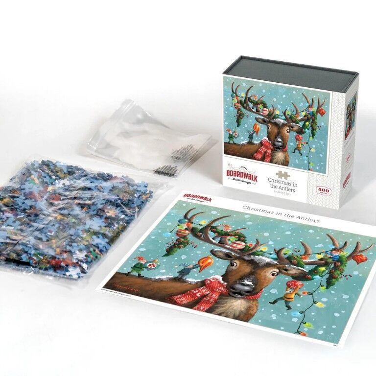 Boardwalk Puzzle Company Christmas In The Antlers Puzzle, 500-Pc