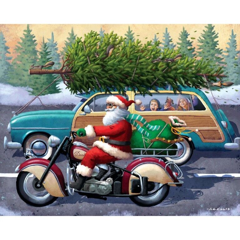 Boardwalk Puzzle Company Motorcycle Santa Puzzle, 500-Pc