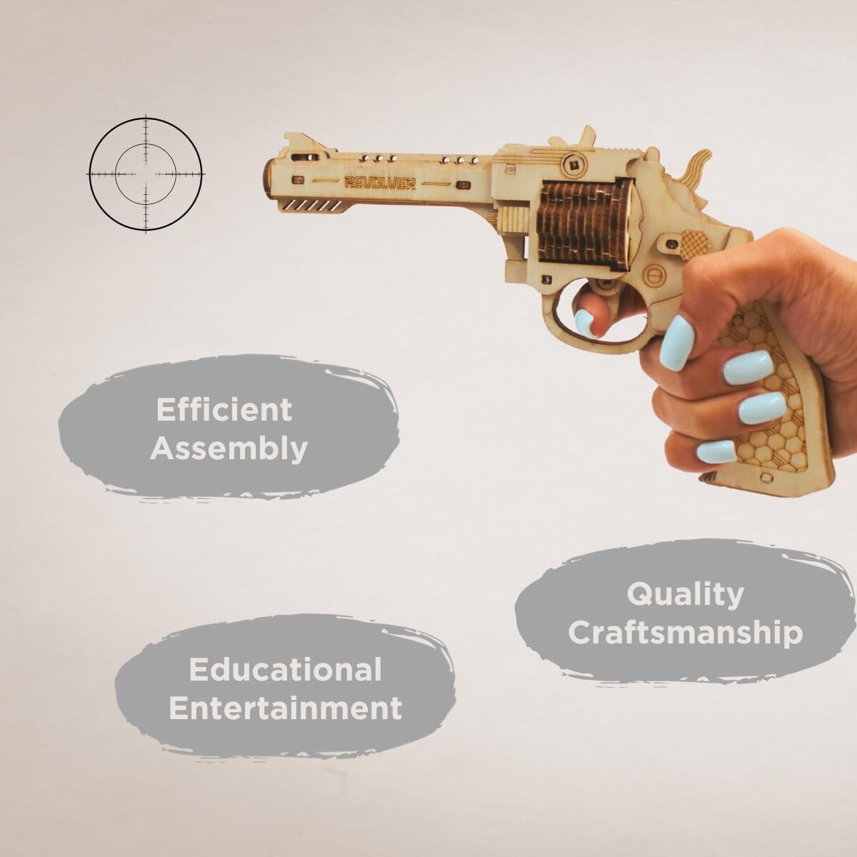 Caliber Gourmet 3D Revolver Wood Puzzle Rubber Band Gun