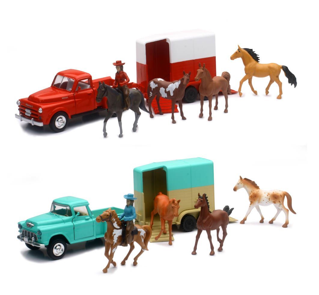 New Ray Vintage Pick Up with Horse Trailer Toy Set (Assorted) 