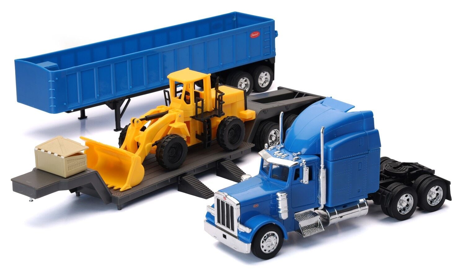 New Ray Peterbilt 1:32 Scale Construction Hauler & Trailer Playset