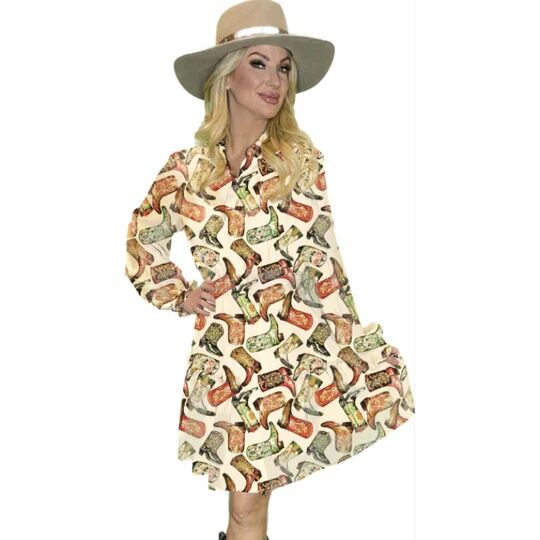 Fashion Express Women's Boots Print Dress