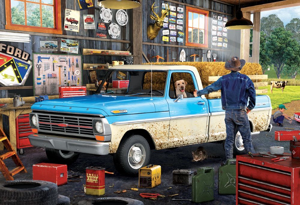 Eurographics Hard Days Work Pickup Truck Tin Puzzle, 550-Pc